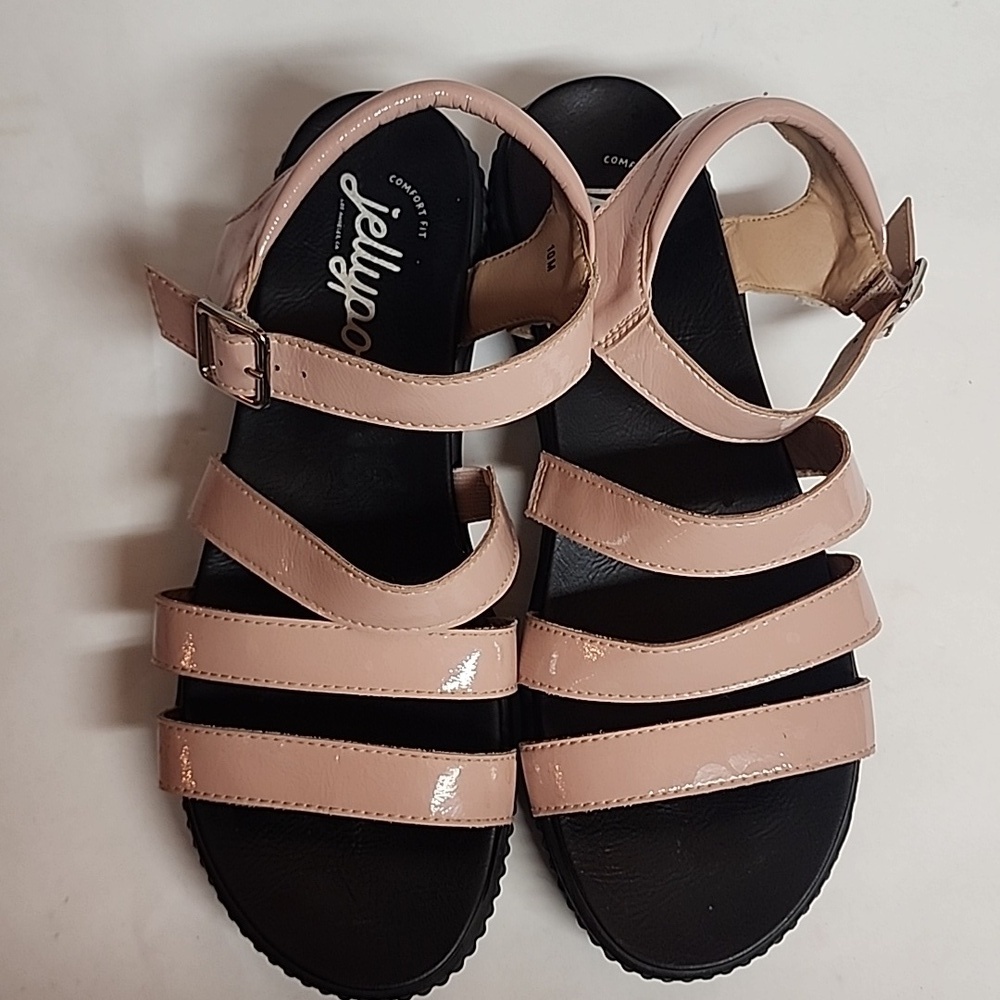 Jellypop Comfort Fit Size 10M Blush and Black Strappy Sandals - Picture 2 of 9